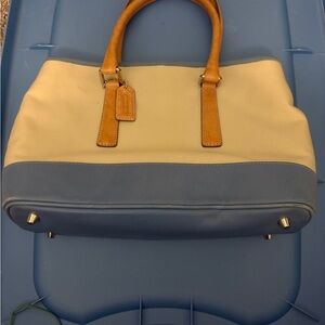 Vintage Coach Tote Cream and Blue